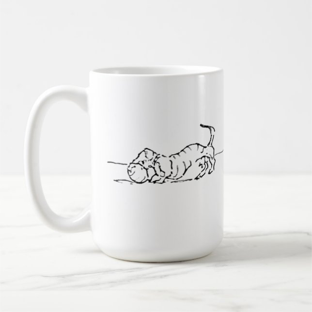 Lustiger Linienkunst-Wursthund-Kaffeebecher Kaffeetasse (Links)