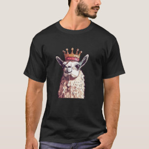 Lustiger Llama-König mit goldenem Kronen-Outfit T-Shirt