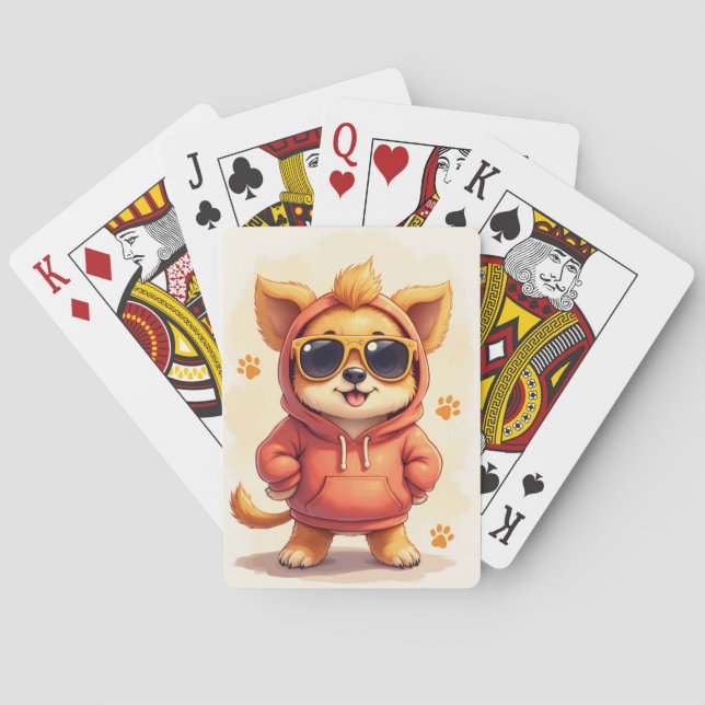 Lustiger Lowchen Kawaii Hund Spielkarten (Rückseite)