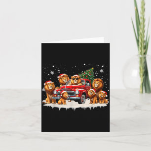 Lustiger Löwe fährt Weihnachtsbaum LKW Weihnachten Karte