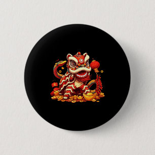 Lustiger Löwe Schlange Chinesisches Neujahr 2025 D Button