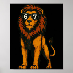 Lustiger Löwe Sungles 67 Six Seven Meme Poster