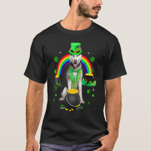 Lustiger Lustiger Husky Sibir Leprechaun Shamrock  T-Shirt