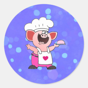 Lustiger lustiger Piggy Koch T des Runder Aufkleber
