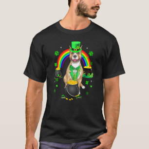 Lustiger Lustiger Pit Bull Leprechaun Kleeblatt St T-Shirt