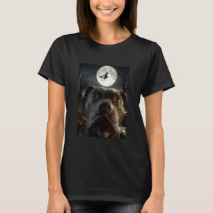 Lustiger Lustiger Pit Bull Selfie Vollmond Fliegen T-Shirt