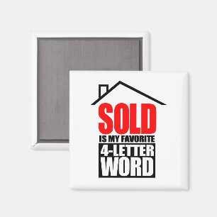 Lustiger Makler SOLD ist mein Lieblingswort mit 4  Magnet