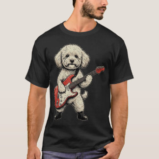 Lustiger Maltipoo spielt elektrische Gitarre Vinta T-Shirt