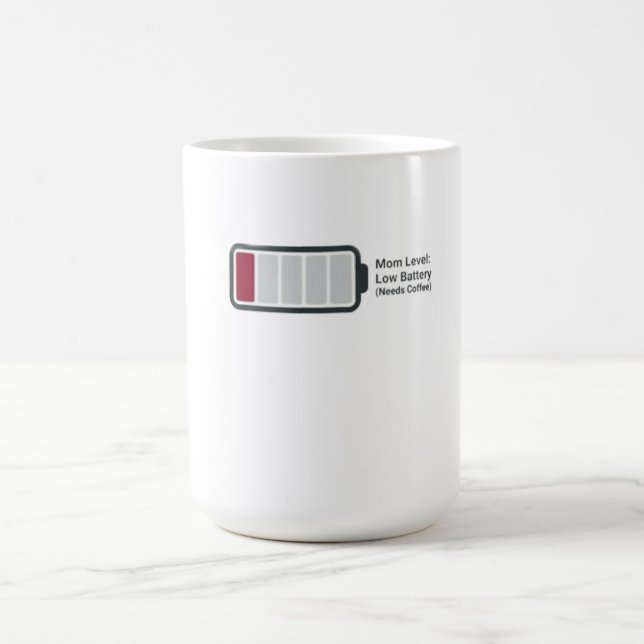 Lustiger "Mama-Level: Niedrige Batterie" Kaffeebec Kaffeetasse (Mittel)