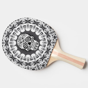 lustiger Mandala-Schädel Tischtennis Schläger