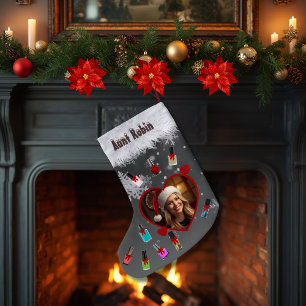 Lustiger Maniküre-Fan Nagellack und Foto Kleiner Weihnachtsstrumpf