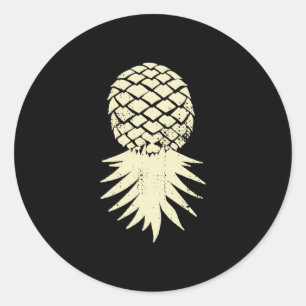 Lustiger Männer-Pineapple auf dem Kopf subtiler Ur Runder Aufkleber