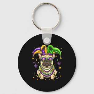 Lustiger Mardi Gras-Perlen-französische Bulldogge- Schlüsselanhänger