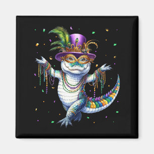 Lustiger Mardigator Mardi Gras Alligator Tanz Karn Magnet