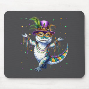 Lustiger Mardigator Mardi Gras Alligator Tanz Karn Mousepad
