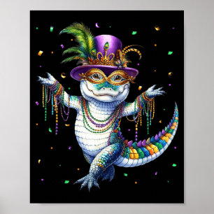 Lustiger Mardigator Mardi Gras Alligator Tanz Karn Poster