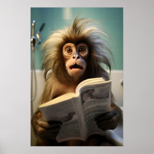 Lustiger Marmosetten-Affen-Badezimmer-Druck Toilet Poster