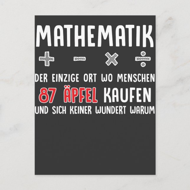 Lustiger Mathe Nerd Spruch Mathematik Schule Postkarte (Vorderseite)