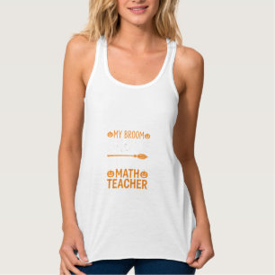 Lustiger Mathematik-Lehrer Halloween Besen Tank Top