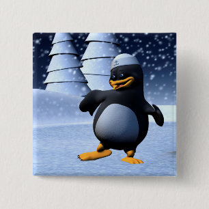 Lustiger Matrosen-Pinguin Tanzend Button