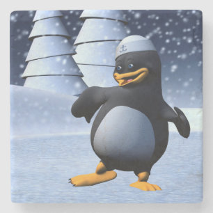 Lustiger Matrosen-Pinguin Tanzend Steinuntersetzer