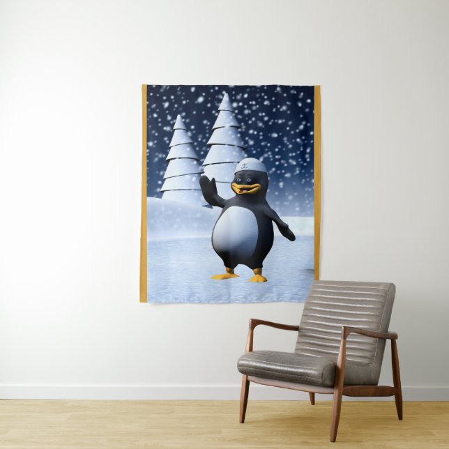 Lustiger Matrosen-Pinguin Wandteppich (Beispiel)