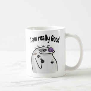 Lustiger Meme-Charakter – Cooler Ausdruck-Sticker Kaffeetasse