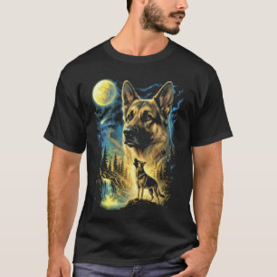 Lustiger Meme eines Deutschen Schäferhundes, der z T-Shirt