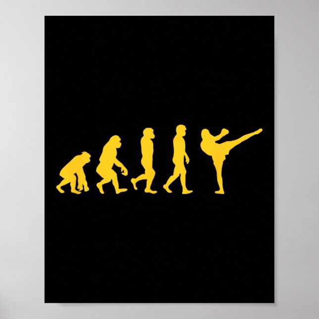 Lustiger Mensch Affe Gorilla Evolution Karate Boxe Poster (Vorne)