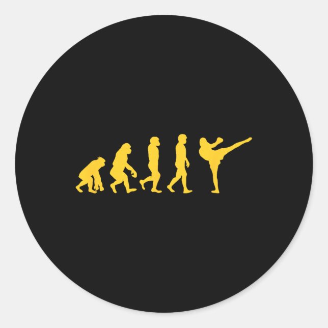 Lustiger Mensch Affe Gorilla Evolution Karate Boxe Runder Aufkleber (Vorderseite)