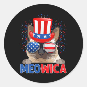 Lustiger Meowica Siamese Katzenliebhaber Besitzer  Runder Aufkleber