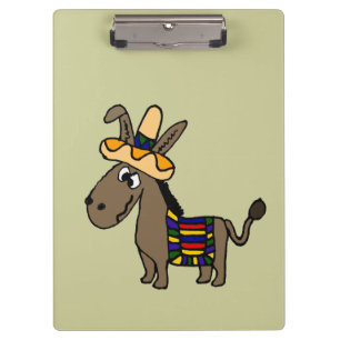 Lustiger mexikanischer Burro mit bunter Decke Klemmbrett