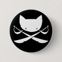 Lustiger Miezekatze-Piraten-Knopf