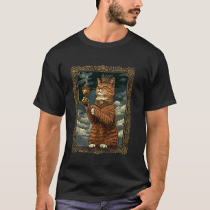 Lustiger mittelalterlicher Katzenliebhaber Goldene T-Shirt