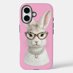 Lustiger Modehase mit Leopardenbrille iPhone 16 Hülle