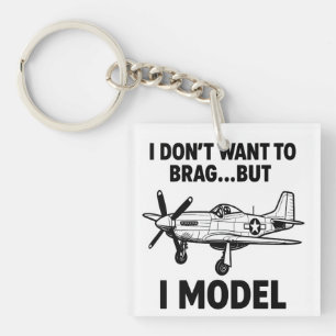 Lustiger Modell-Zitat mit Flugzeug P‑51 Mustang Schlüsselanhänger