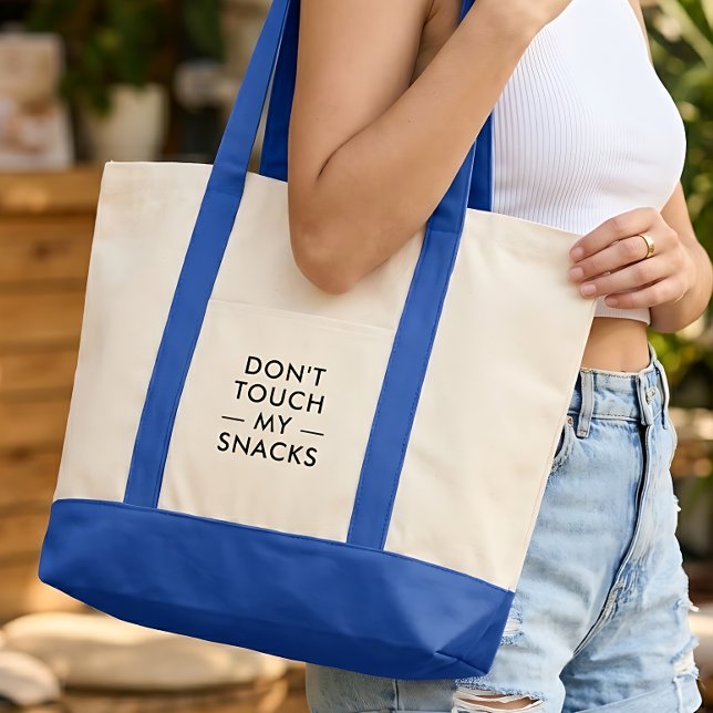 Lustiger moderner minimalistischer Einkauf Tragetasche (dont touch my snacks funny humor shopping tote bag)