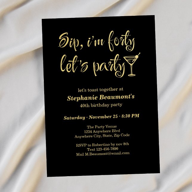 Lustiger moderner Schluck Ich bin fünfzig Frau 40. Einladung (Von Creator hochgeladen)