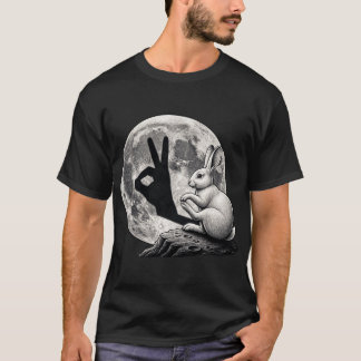 Lustiger Mondhase Hand Schatten Süße Geste T-Shirt