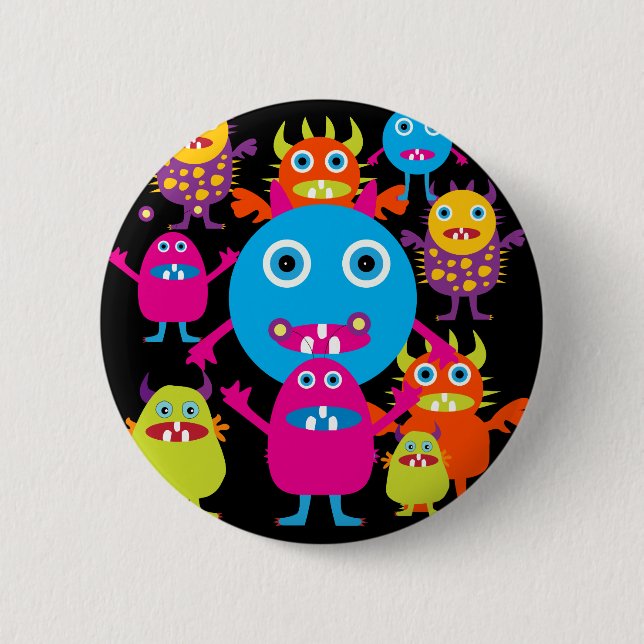 Lustiger Monster-Schlag-niedliches Geschöpf-Party Button (Vorderseite)
