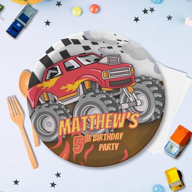 Lustiger Monstertruck-Geburtstag Pappteller (Von Creator hochgeladen)