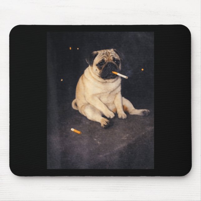 Lustiger Mops, der Meme-Zigarette raucht, Hund Mem Mousepad (Vorne)