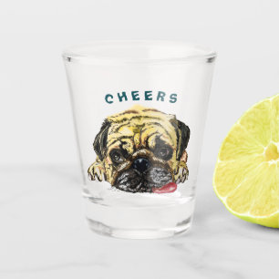 Lustiger Mops-Hund Schnapsglas - Prost
