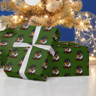 Lustiger Mops-Hund spielt Black Jack 21 rauchend  Geschenkpapier