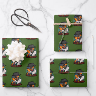 Lustiger Mops-Hund spielt Black Jack 21 rauchend  Geschenkpapier Set