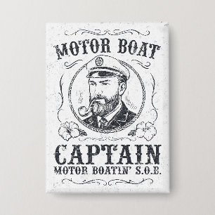 Lustiger Motorbootkapitän Pontoonbootfahren Button