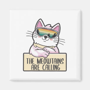 Lustiger Mountain-Snowboard-Ski-Gift Für Katze Lo Magnet