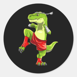 Lustiger Muay Thai T-Rex - Thai-Boxen  Runder Aufkleber