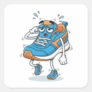 Lustiger müder Laufschuh Cartoon Art Aufkleber