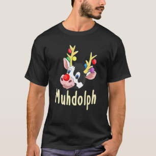 Lustiger Muhdolph Weihnachten Kühe Landwirt Rentie T-Shirt